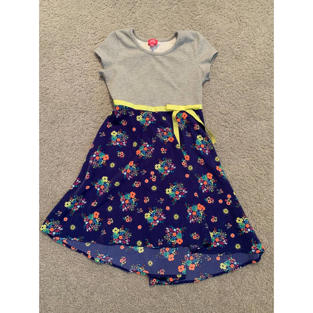 Gray And Blue Floral Dress